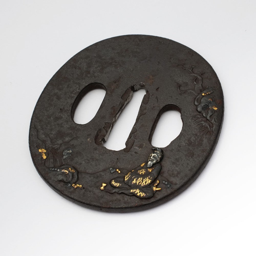 Tsuba Japanese Sword Accessory Chinese People 2.94 in From Japan5