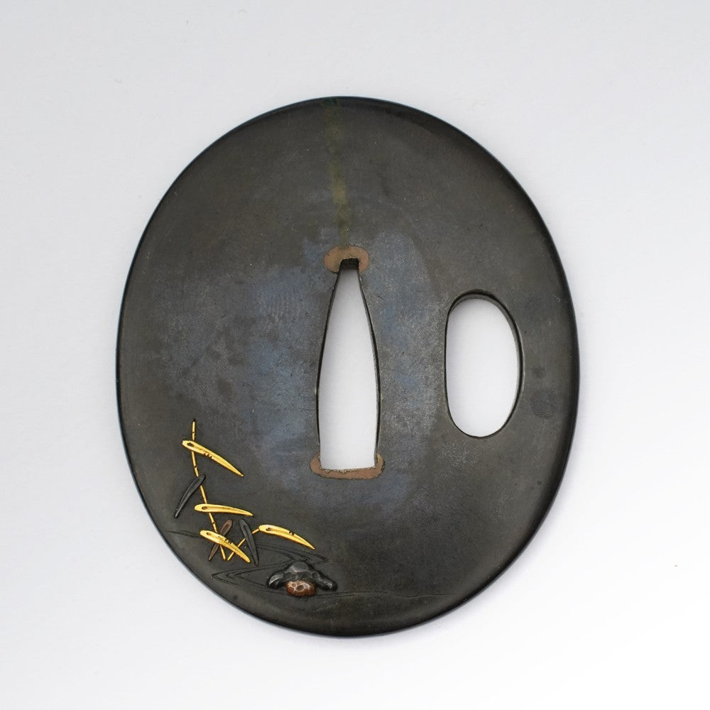 Tsuba Japanese Sword Accessory Crane at the waterside 2.51 in From Japan5