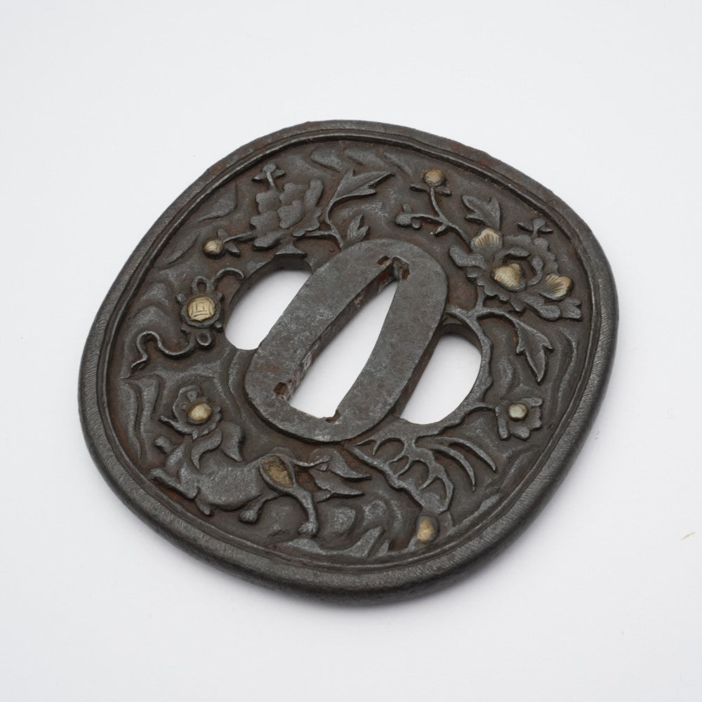 Tsuba Japanese Sword Accessory Nanban 3.11 in From Japan5