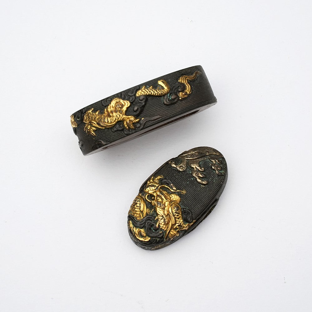 Futigashira Japanese Sword Accessory ”Uokoji Dragon” 1.52 in3