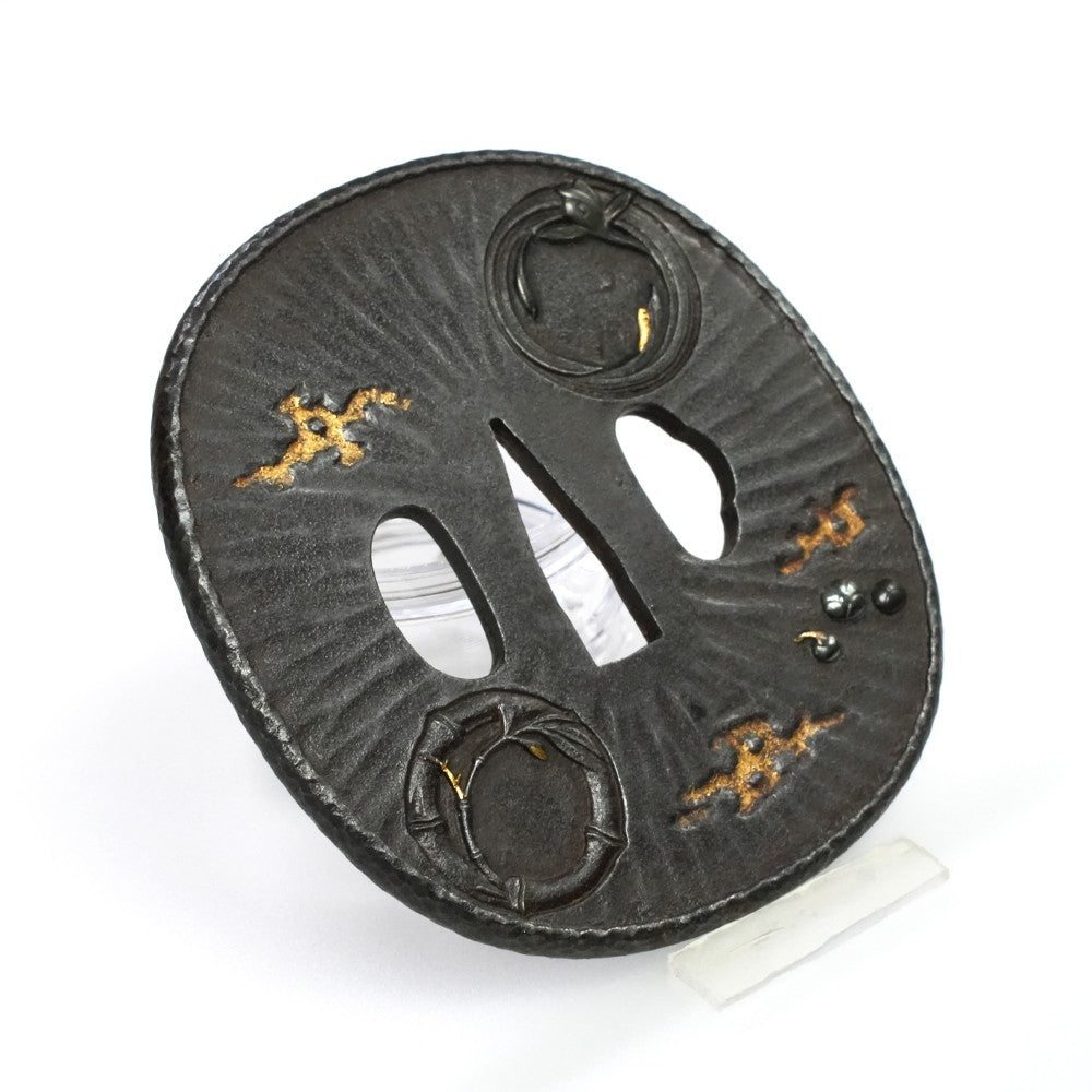 Tsuba Japanese Sword Accessory "Sanyu" 3.35 in5