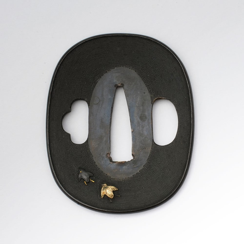 Tsuba Japanese Sword Accessory Shakudo Uonoko Flock of Plover 2.4 in From Japan5