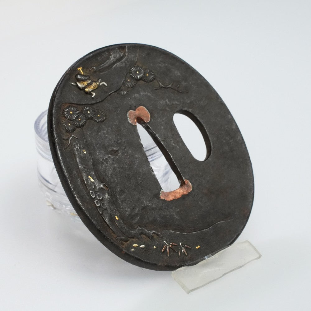 Tsuba Japanese Sword Accessory "Tekkaisennin" 2.92 in5