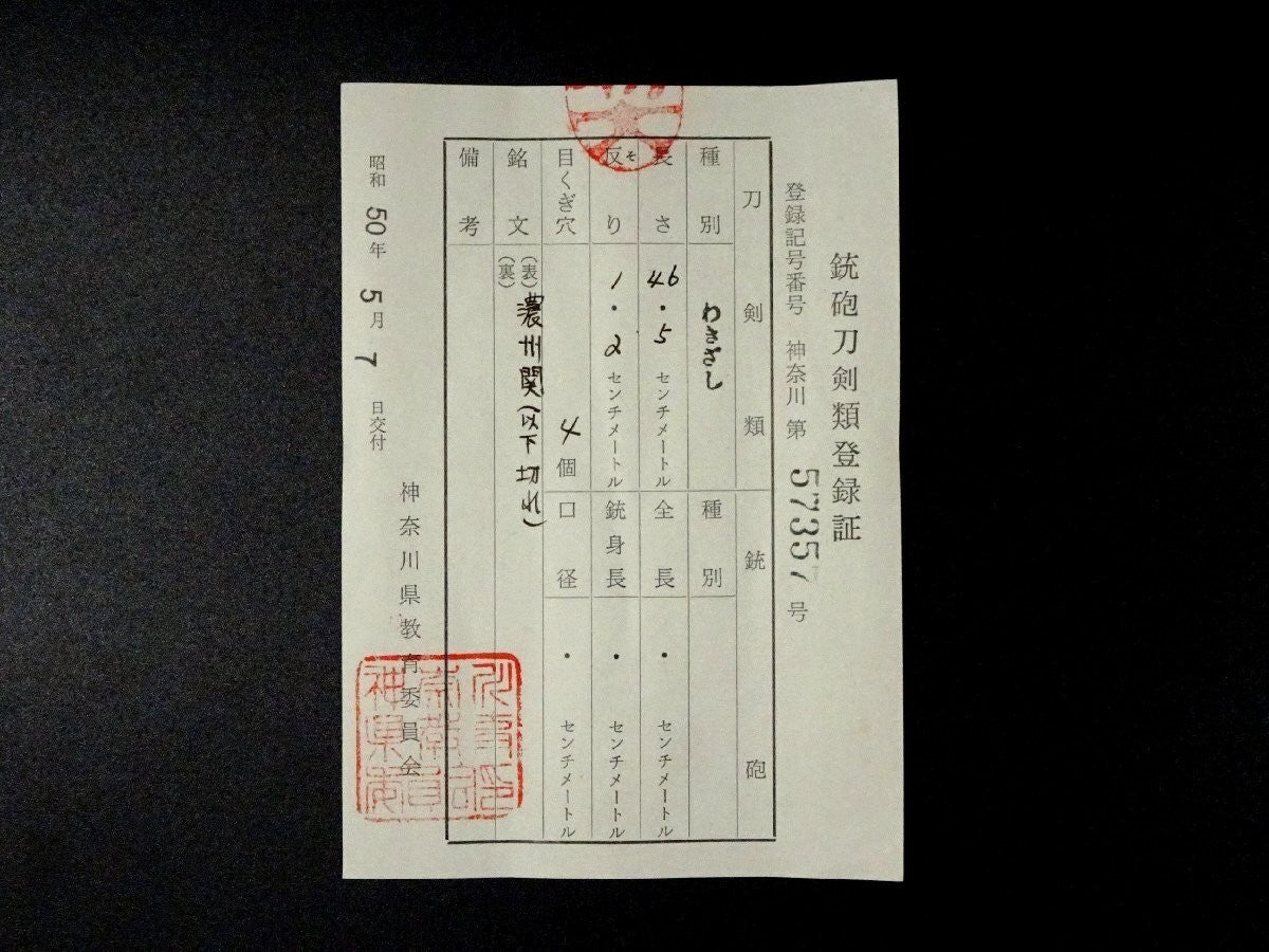 Japanese Antique Sword Wakizashi Koshirae Nōshū Seki (以下切)18.30 in From Japan20