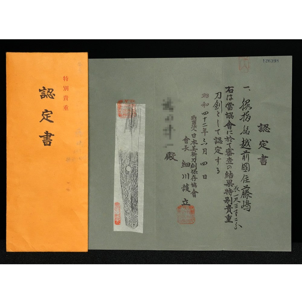Japanese Katana Antique Wakizashi Fujishima, resident of Echizen 15.70in9