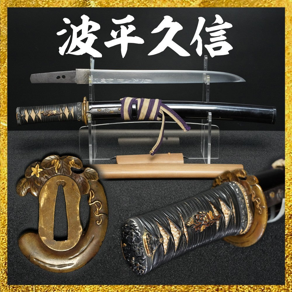 Japanese Samurai Sword Antique  Wakizashi  Naminohira Hisanobu  12.32in  NBTHK0