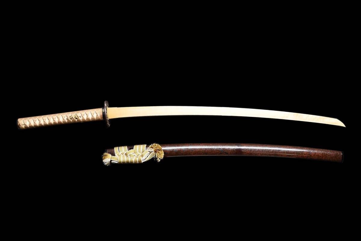 Japanese Sword Antique "Hizenkoku ju Kazuyoshi" Katana Shirasaya 28.62 in2