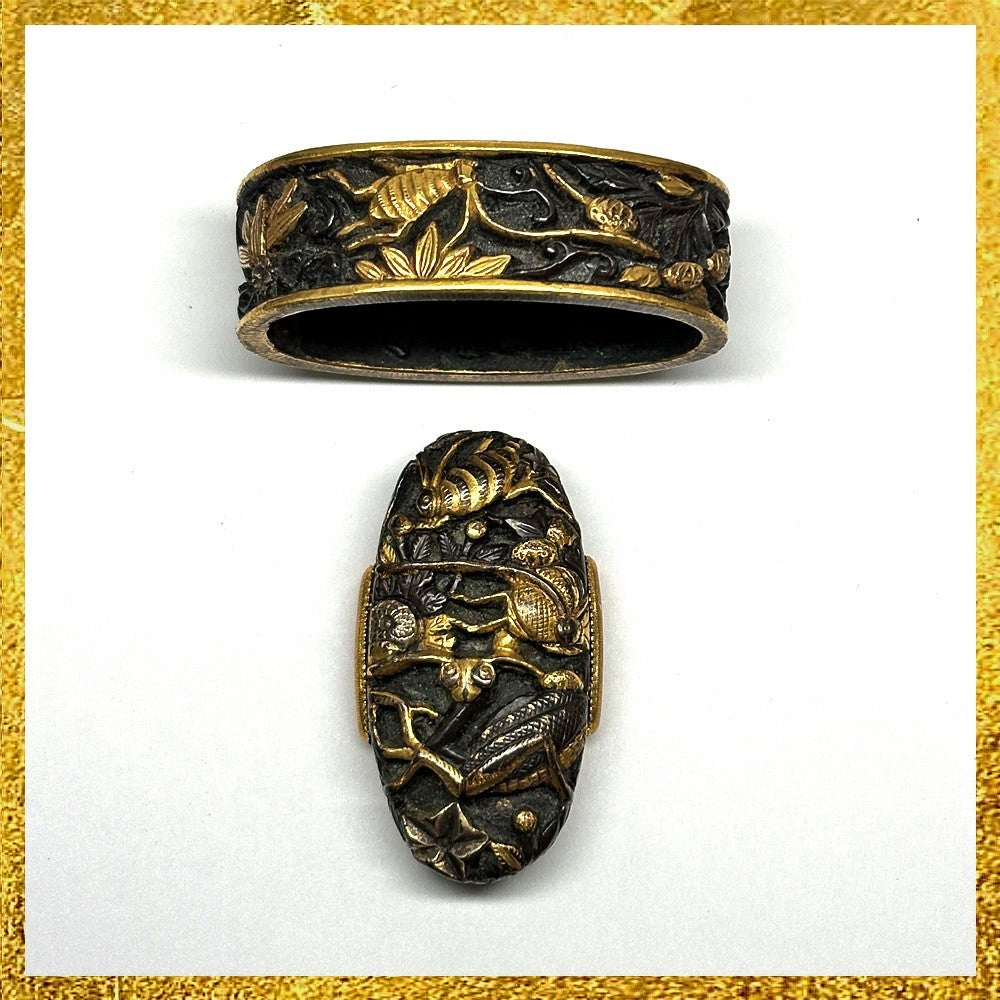Futigashira Japanese Sword Accessory ”Minoju Mitsunaka” 1.5 in0