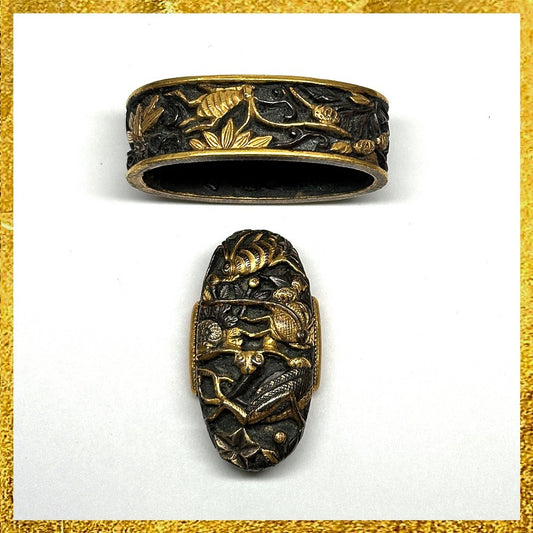 Futigashira Japanese Sword Accessory ”Minoju Mitsunaka” 1.5 in0