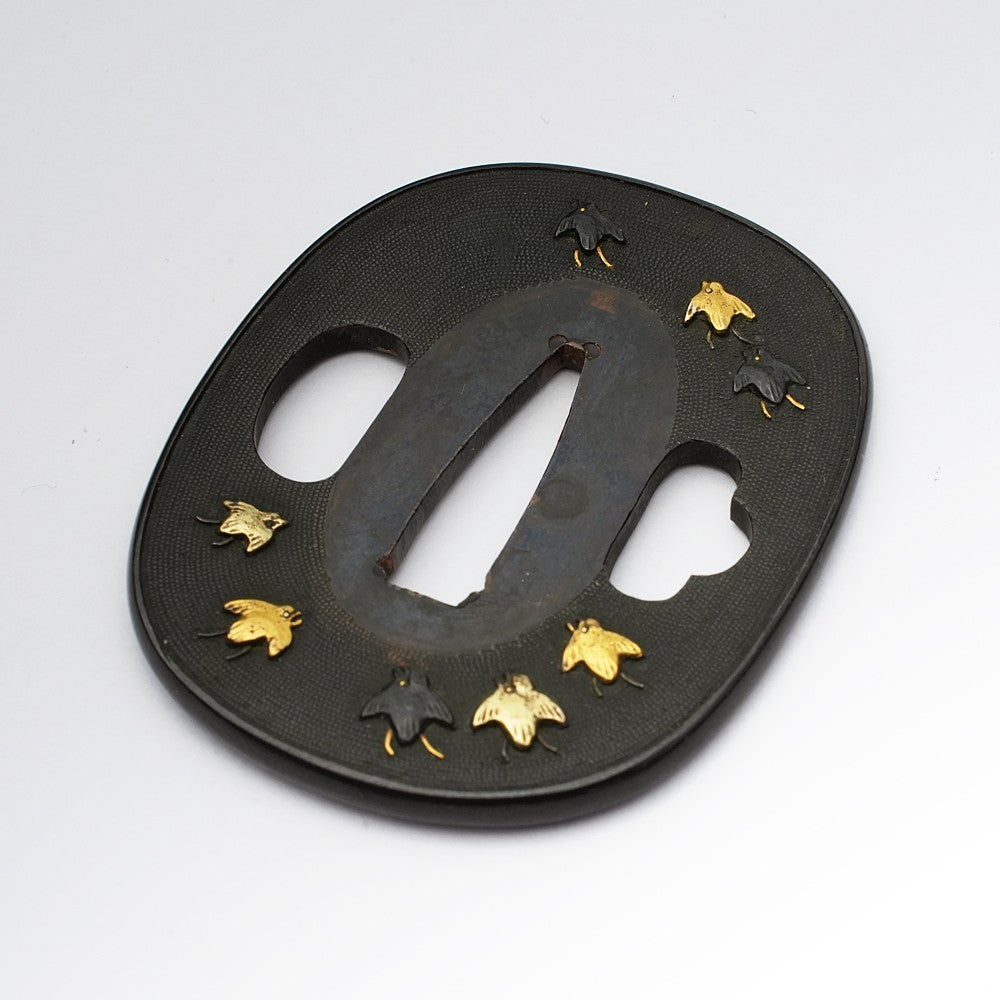 Tsuba Japanese Sword Accessory  Shakudo Uonoko Flock of Plover 2.4 in From Japan4