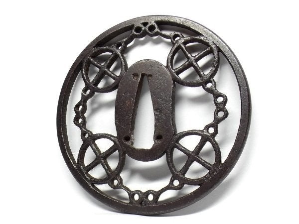 Tsuba Japanese Sword Accessory "Bridle design watermark" 3.01 in7