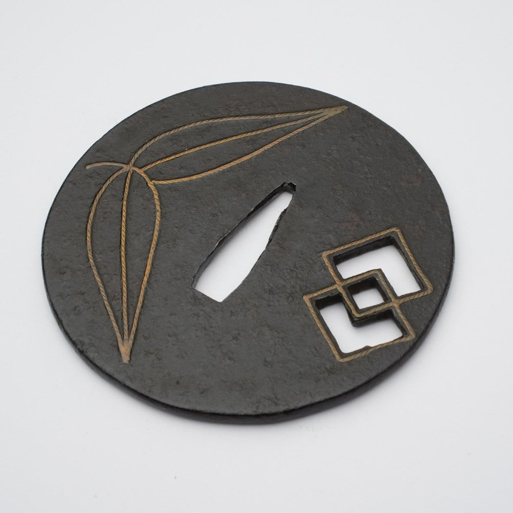 Tsuba Japanese Sword Accessory "Bamboo and Different Boxes" 3.11 in3