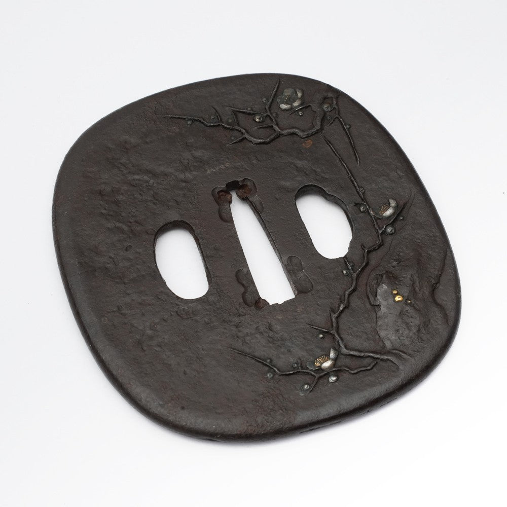 Tsuba Japanese Sword Accessory Plum Tree 3.33 in From Japan5
