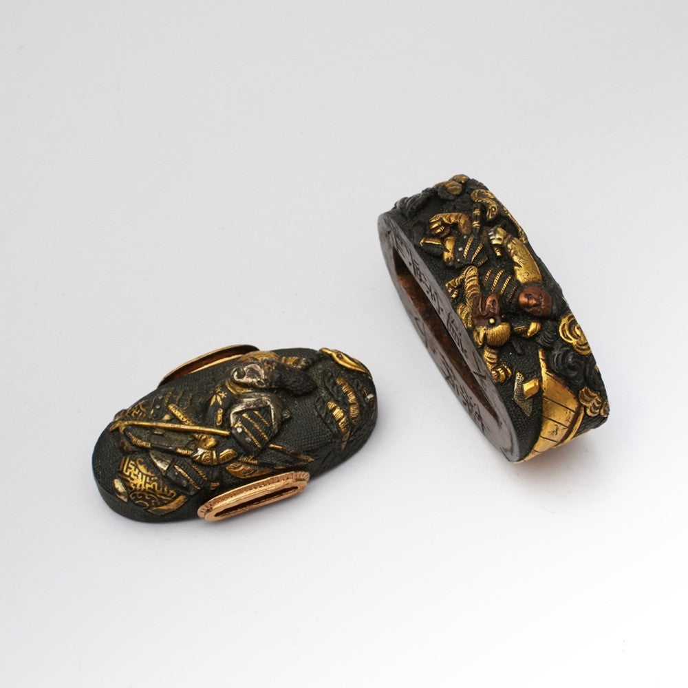 Futigashira Japanese Accessory ”Genpei War  Mogarashi Nyudo Munenori” 1.51 in2