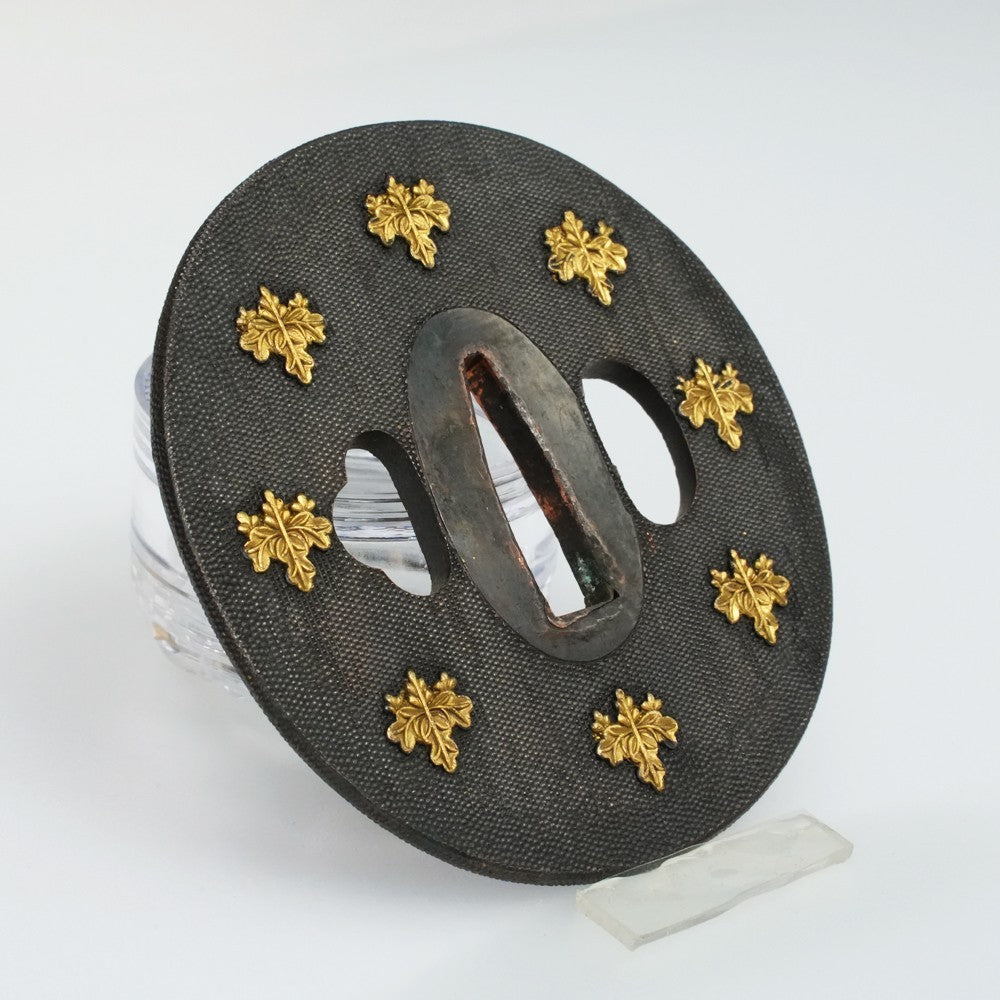 Tsuba Japanese Sword Accessory Paulownia Crest Shakudo Uonoko 3.1 in From Japan1