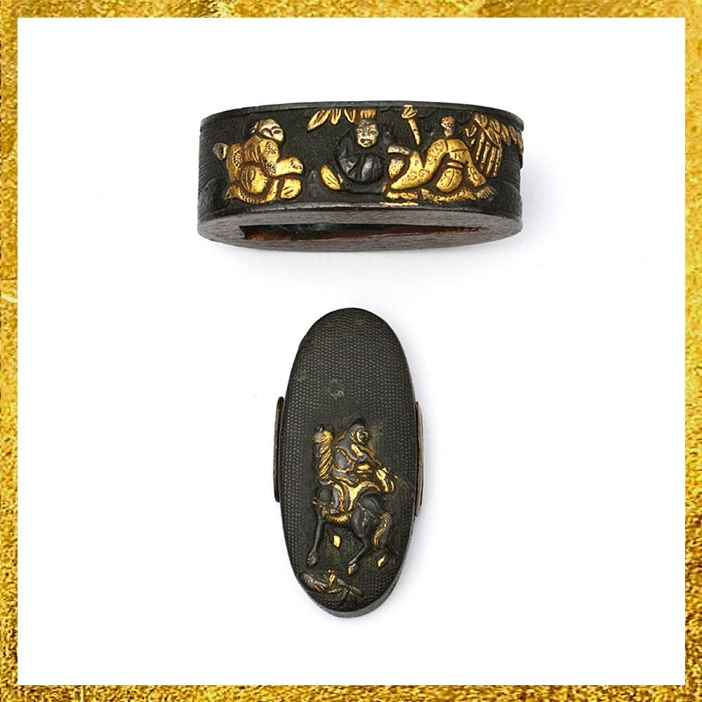 Futigashira Japanese Sword Accessory ”Chinese People” 1.53 in0