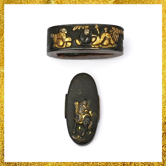 Futigashira Japanese Sword Accessory ”Chinese People” 1.53 in0