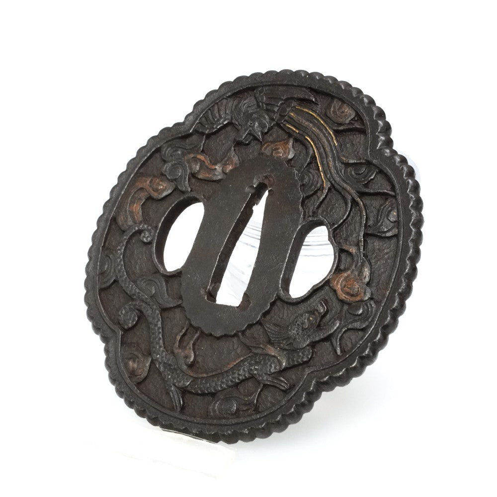 Tsuba Japanese Sword Accessory Nanban Dragon/Phoenix 3.2 in From Japan4