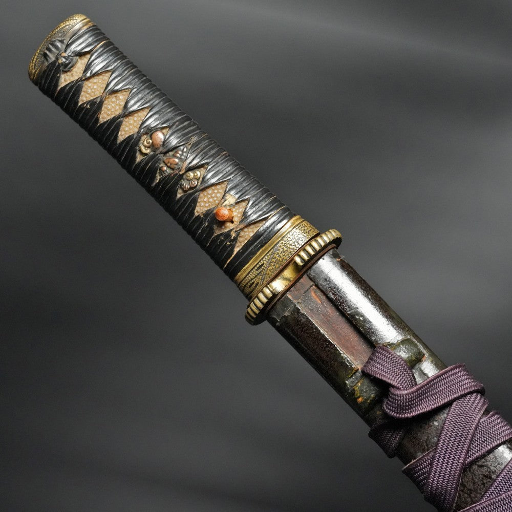 Japanese Samurai Sword Antique Wakizashi Koshira Mumei (Den Sue-Nio) 12.32 in3