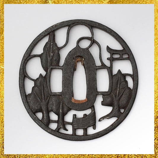 Tsuba Japanese Sword Accessory Miwa Transparent  3.15 in From Japan0