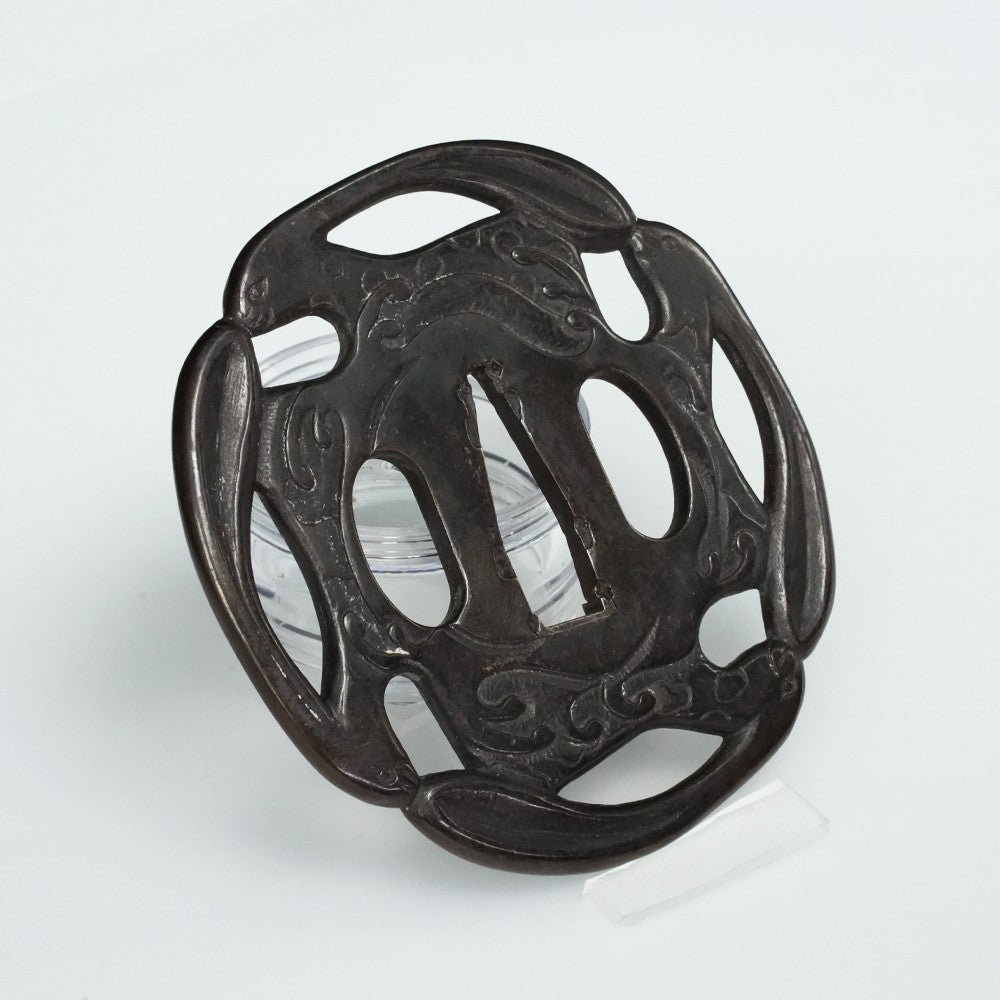 Tsuba Japanese Accessory "Wave Rabbit" 3.32 in2
