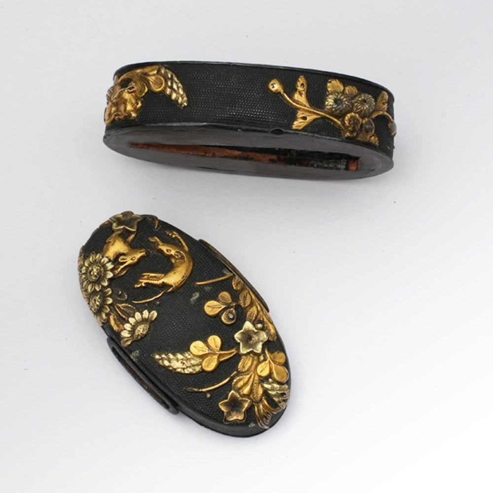 Futigashira Japanese Sword Accessory ”Goat Plant” 1.51 in3