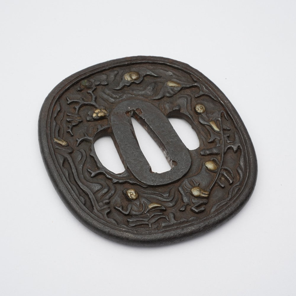 Tsuba Japanese Sword Accessory Nanban  3.11 in From Japan1