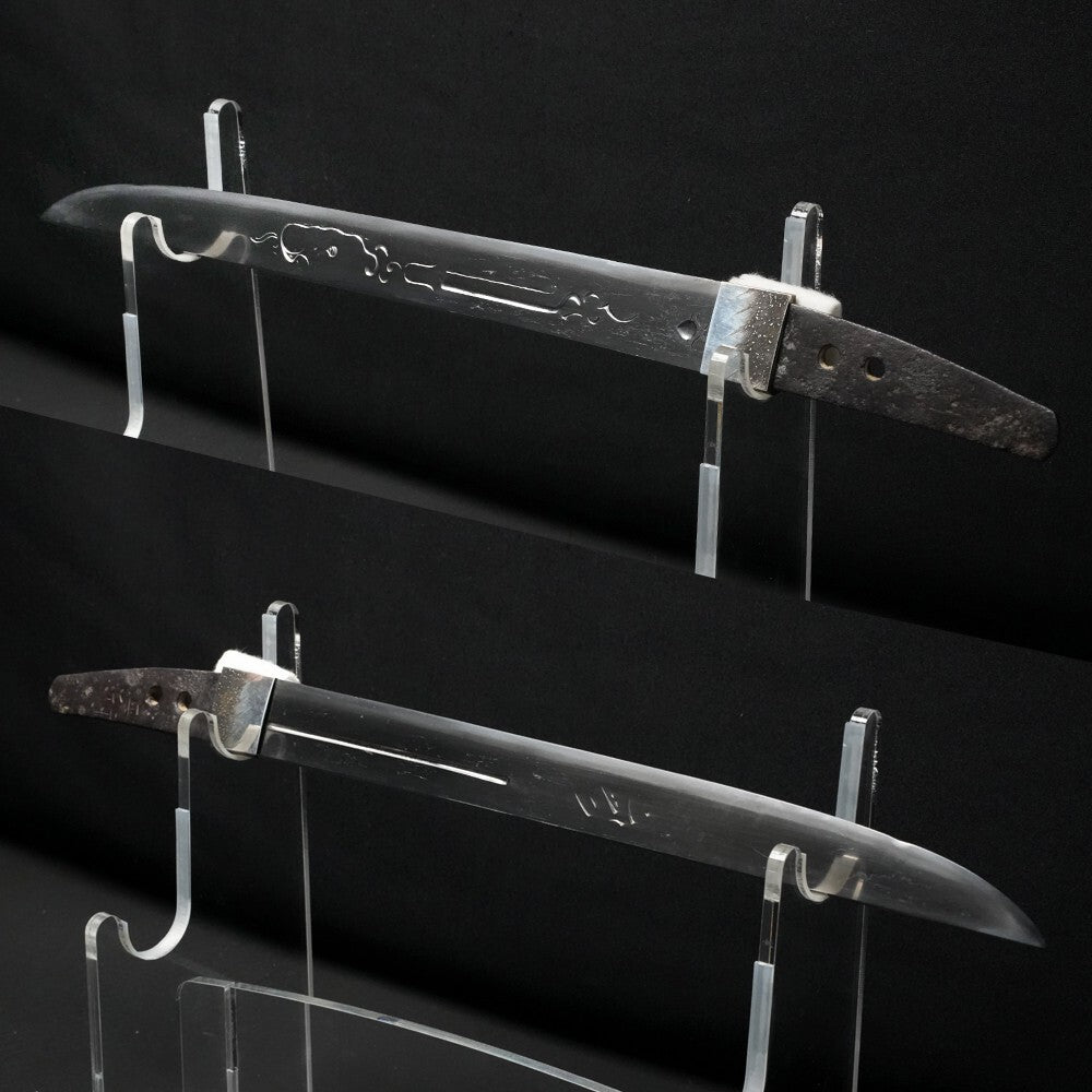 Japanese Antique Sword "Masayuki" w/ Blade Carving Tanto Shirasaya 9.88in Katana5