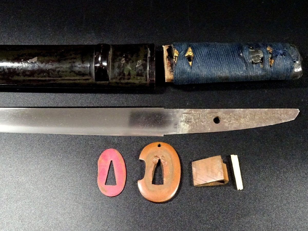 Japanese Sword Edo Period "Minamoto no Terumutsu" Tanto Koshirae  8.77 in Katana14