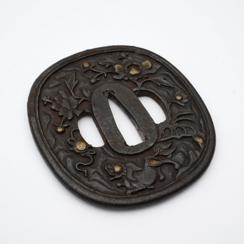 Tsuba Japanese Sword Accessory Nanban  3.11 in From Japan2