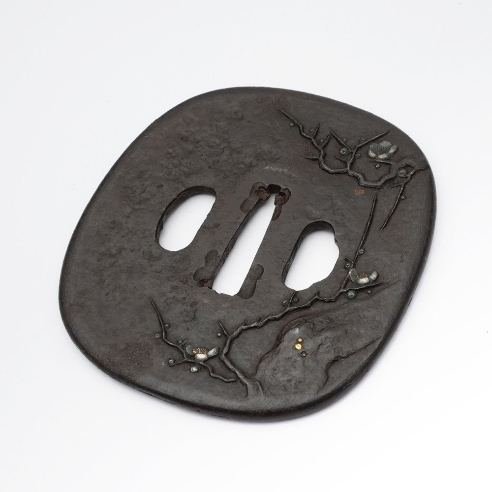 Tsuba Japanese Sword Accessory Plum Tree 3.33 in From Japan4