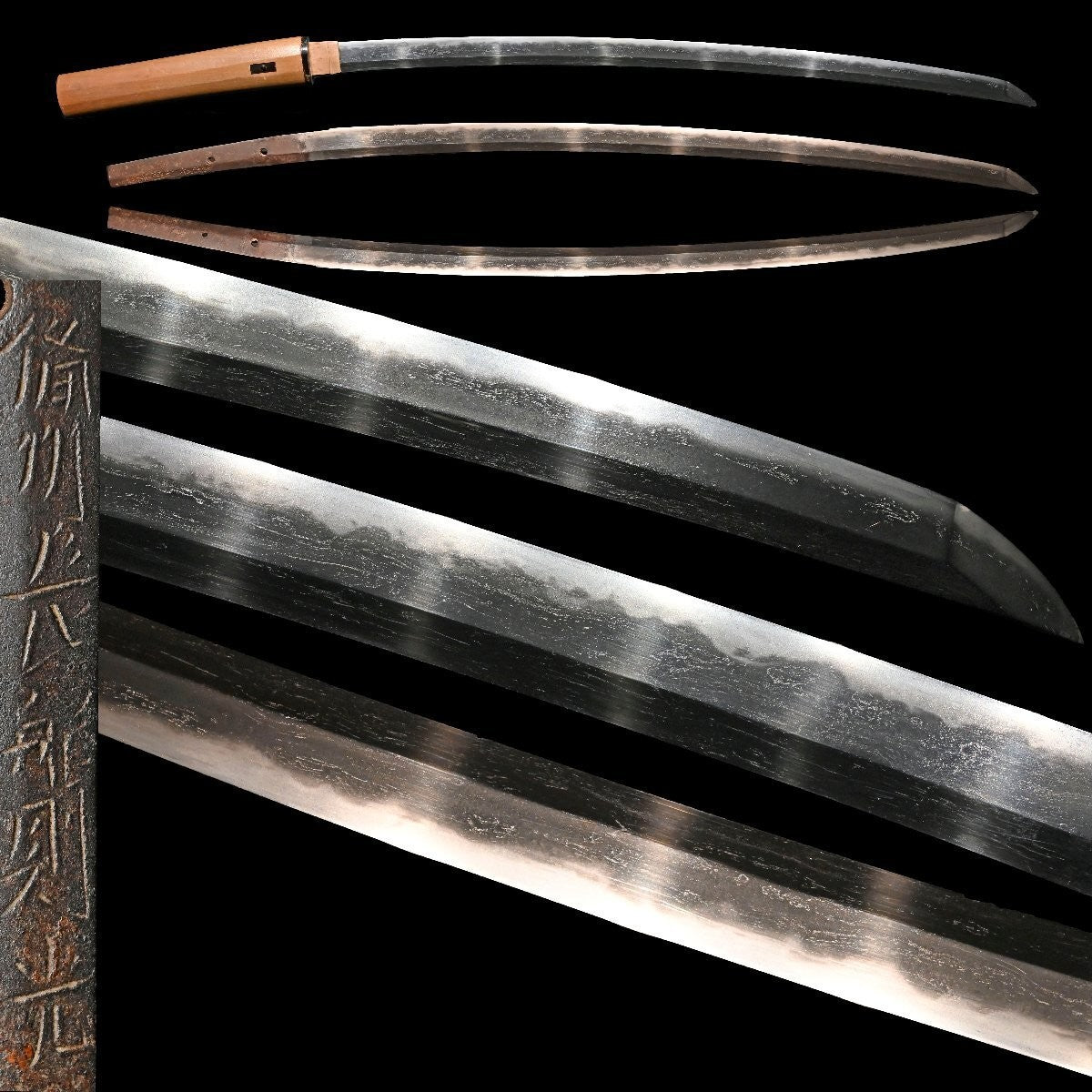 Japanese Sword Antique Katana Shirasaya "Bishū Osafune Norimitsu" 25.78 in0