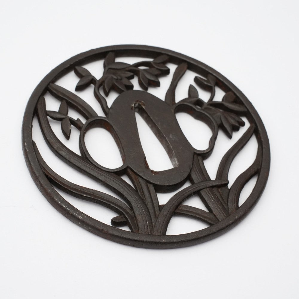 Tsuba Japanese Sword Accessory "Narcissus Etizennju Kinai" 3.23 in3