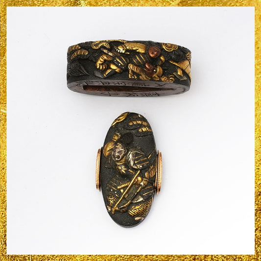 Futigashira Japanese Accessory ”Genpei War  Mogarashi Nyudo Munenori” 1.51 in0