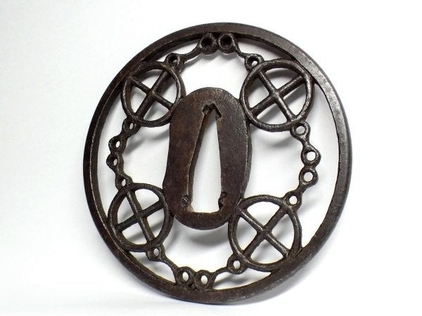 Tsuba Japanese Sword Accessory "Bridle design watermark" 3.01 in3
