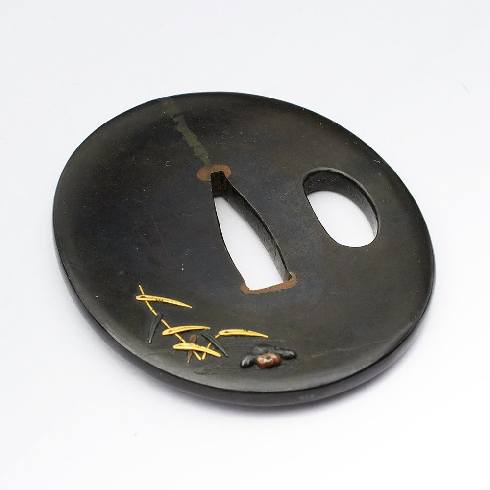 Tsuba Japanese Sword Accessory Crane at the waterside 2.51 in From Japan1