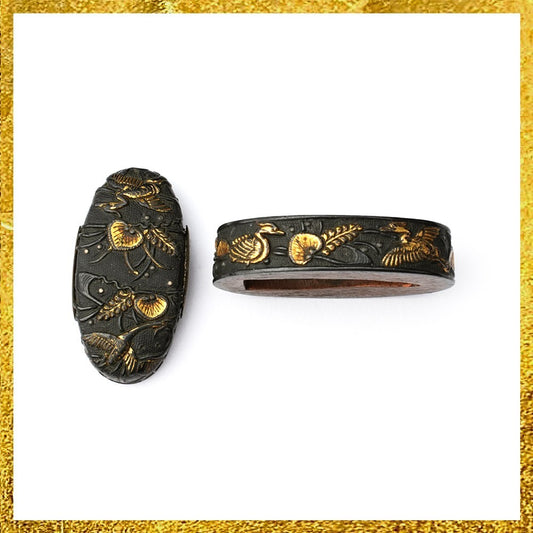 Futigashira Japanese Sword Accessory ”Bird” 1.46 in0