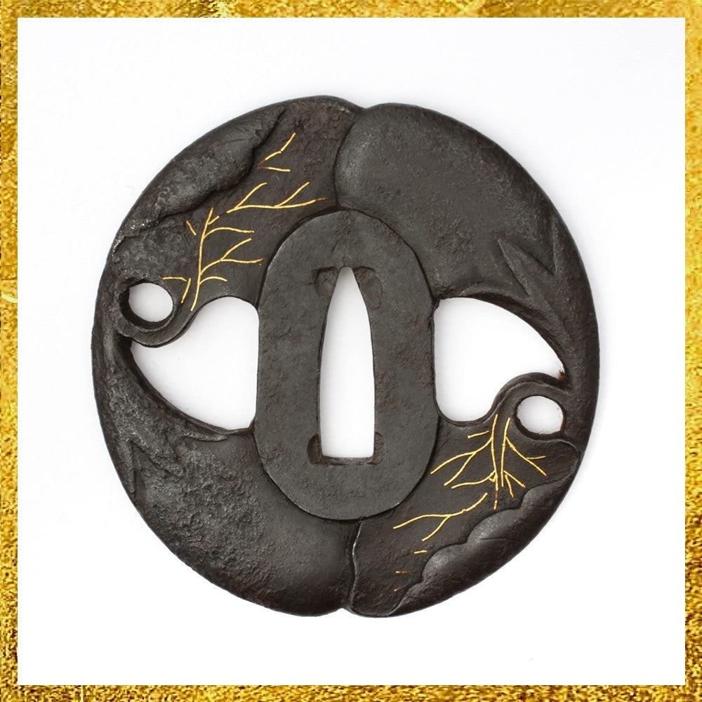 Tsuba Japanese Sword Accessory  Eggplant 2.6 in From Japan0