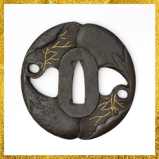 Tsuba Japanese Sword Accessory  Eggplant 2.6 in From Japan0