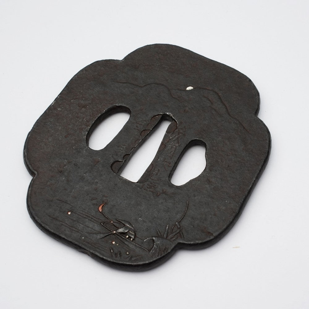 Tsuba Japanese Sword Accessory  angler 3.36 in From Japan4