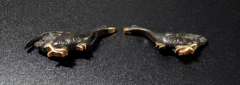 Menuki Japanese Accessory "Wild Goose Waterfowl" 1.29 in6