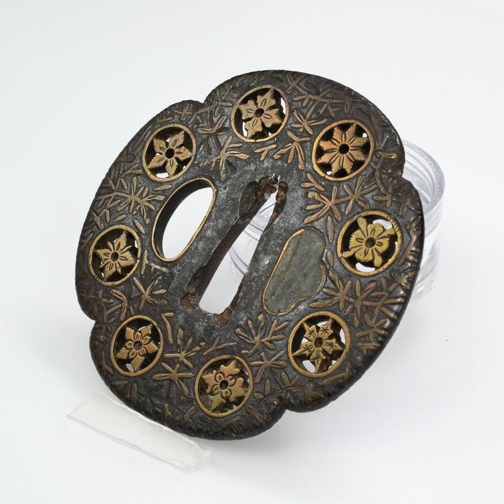 Tsuba Japanese Sword Accessory "Heian Castle Family Crest Transparent" 3.06 in5
