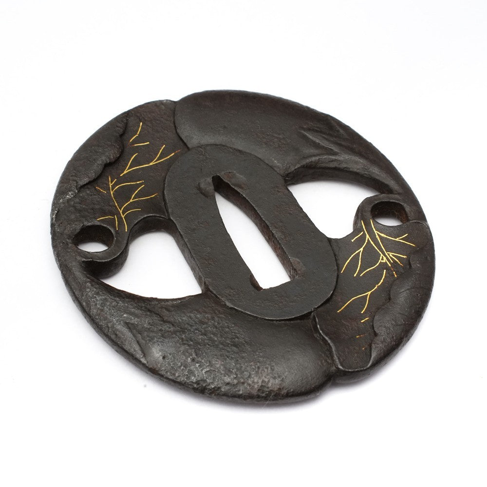 Tsuba Japanese Sword Accessory  Eggplant 2.6 in From Japan1