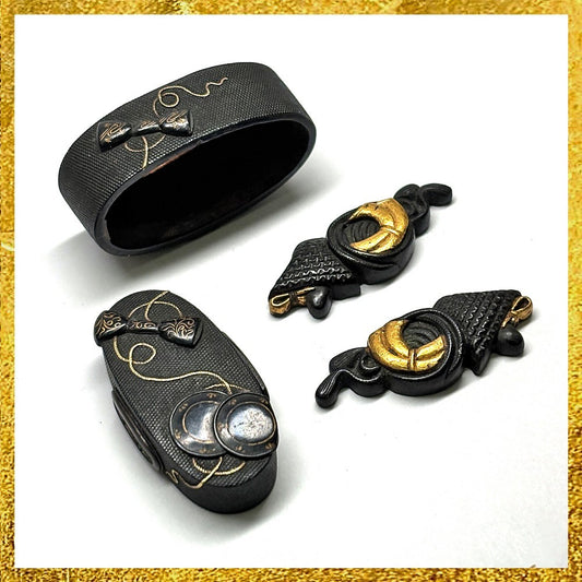 Futigashira Menuki Japanese Sword Accessory ”Drum” 1.46 in0
