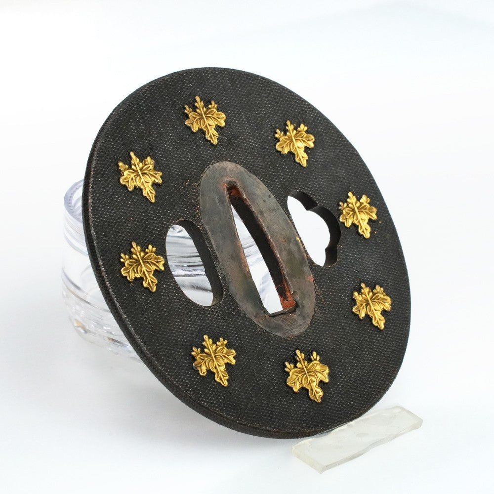 Tsuba Japanese Sword Accessory Paulownia Crest Shakudo Uonoko 3.1 in From Japan3