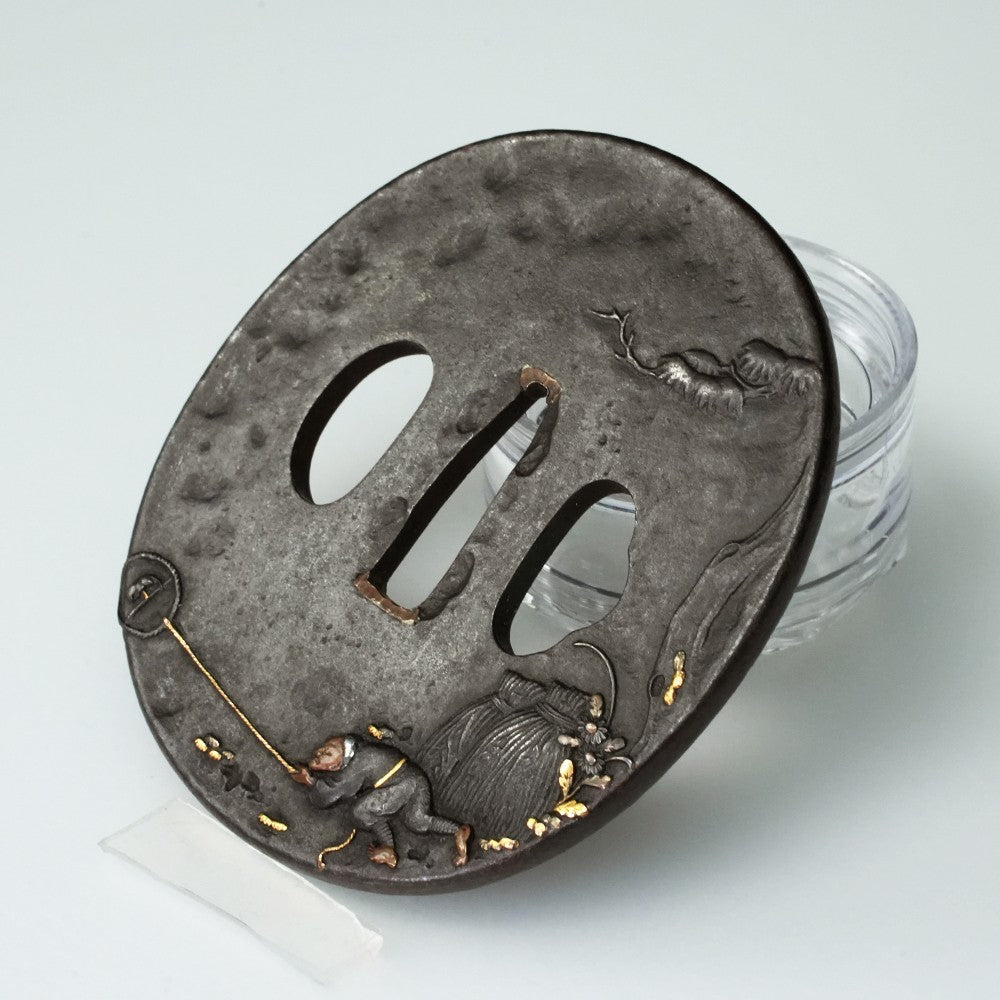 Tsuba Japanese  Accessory Fox Hunting 3.15 in3