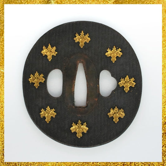 Tsuba Japanese Sword Accessory Paulownia Crest Shakudo Uonoko 3.1 in From Japan0