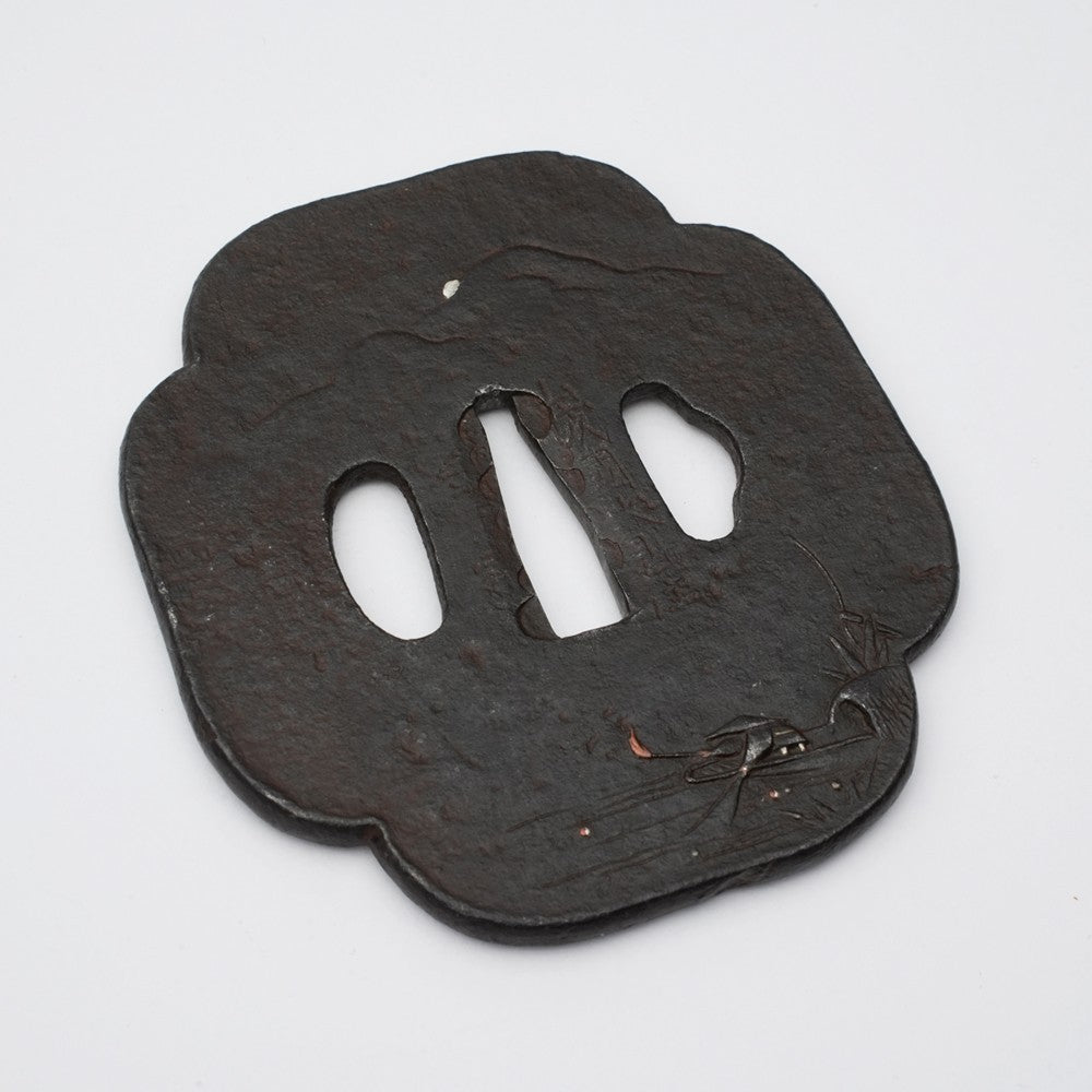 Tsuba Japanese Sword Accessory  angler 3.36 in From Japan3
