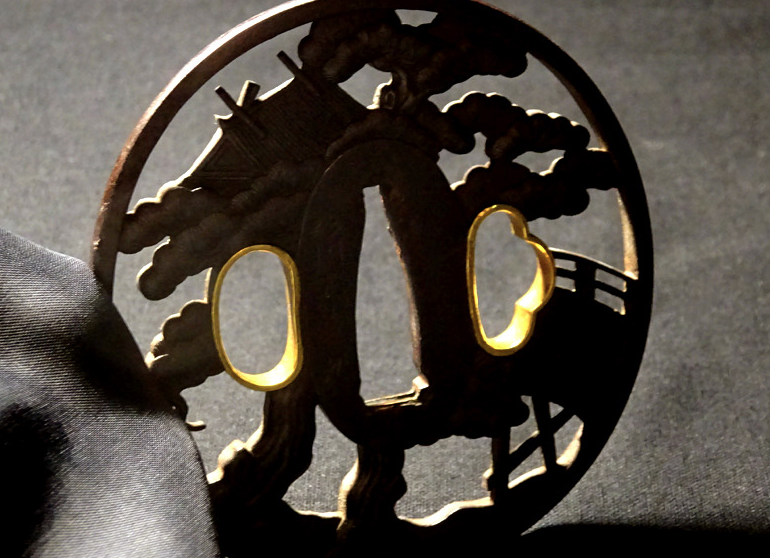 NBTHK Tsuba Japanese Accessory "Sunakawa Masayosi Flower Press " 3.03 in11