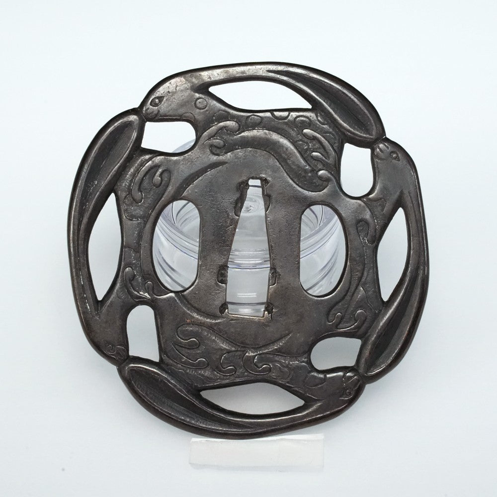 Tsuba Japanese Accessory "Wave Rabbit" 3.32 in3